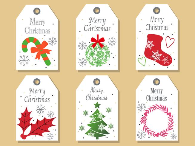 Set of assorted Christmas tags. vector