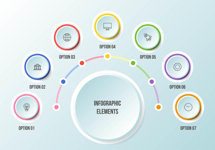 Half Circle chart, Timeline infographic templates vector