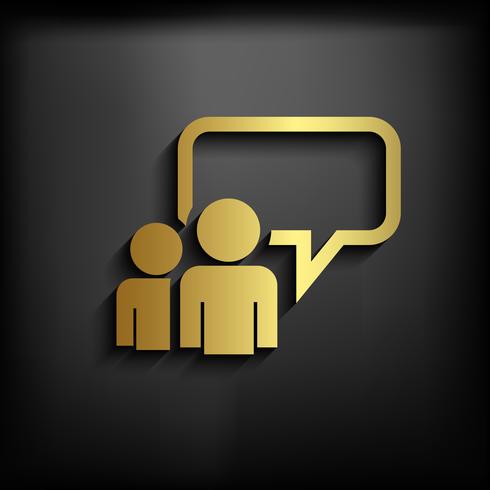 Chatting icon sign with gold color, vector EPS10 illustration