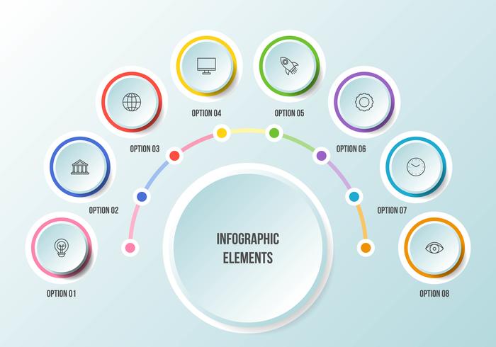 Gráfico de medio círculo, plantillas de infografía Timeline vector