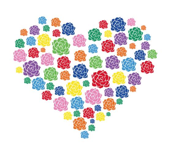 colorful flower in heart vector	