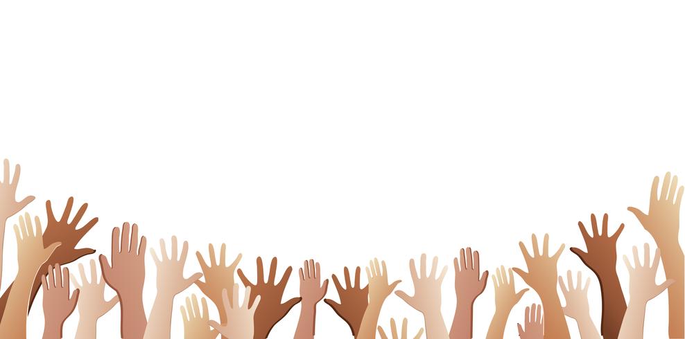 all hands up and background vector