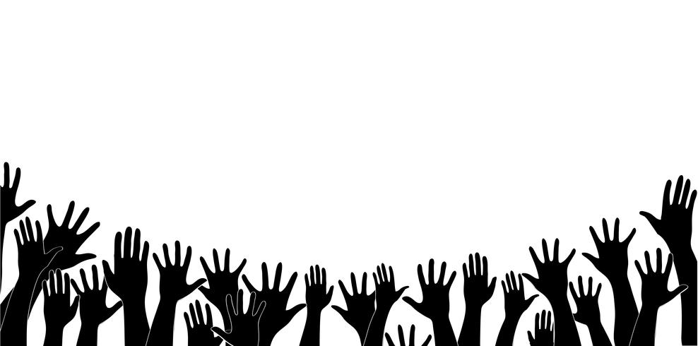 all hands up and background art vector