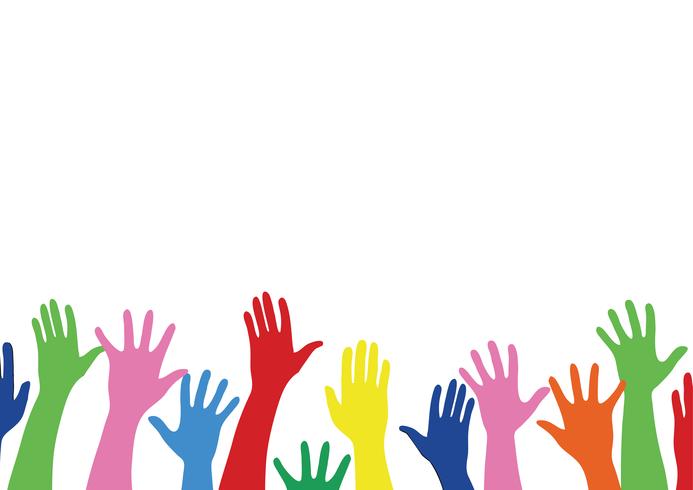 all hands up and background art vector