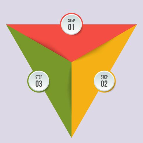 Gráfico de círculo, infografía geométrica con forma de triángulo vector