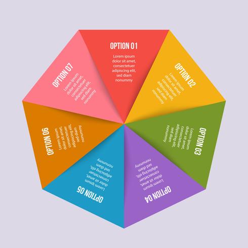 Gráfico de círculo, infografía geométrica con forma de triángulo vector