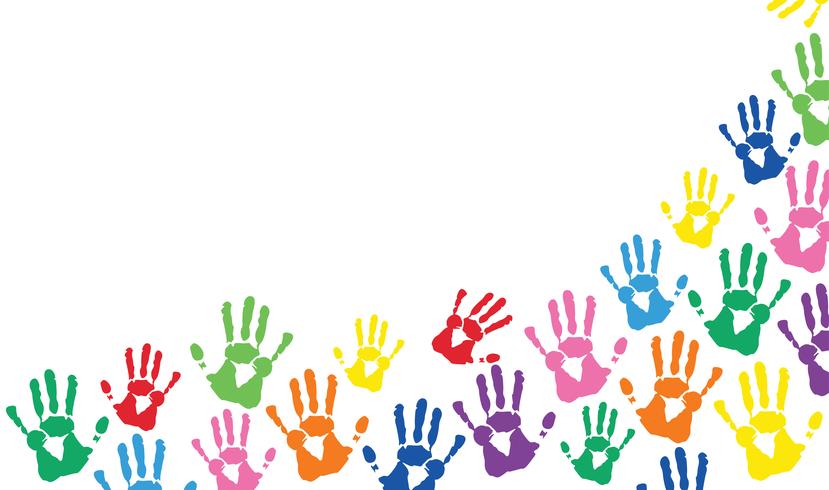 colorful hands prints background vector