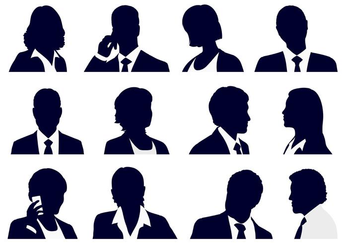 Set of business people silhouettes. vector