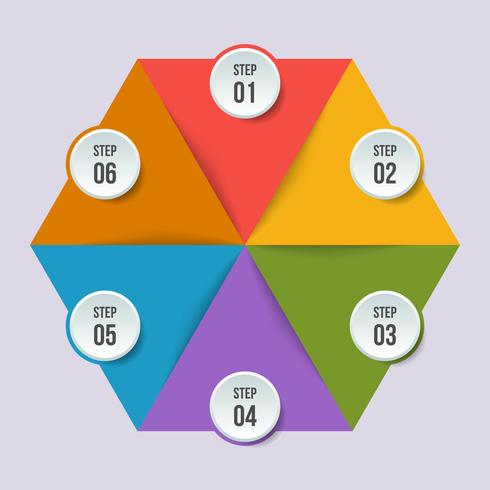 Gráfico de círculo, infografía geométrica con forma de triángulo vector