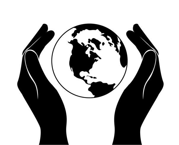 hands saving the world   vector