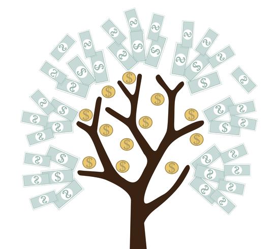 árbol de dinero, dinero crecido vector