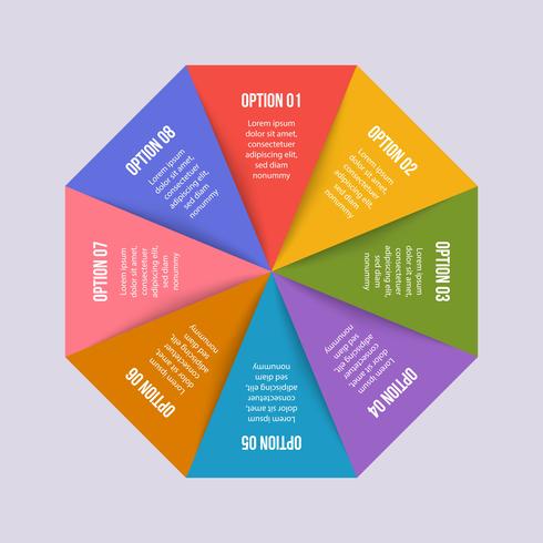 Gráfico de círculo, infografía geométrica con forma de triángulo vector