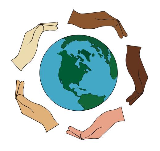 all hands hold the world vector