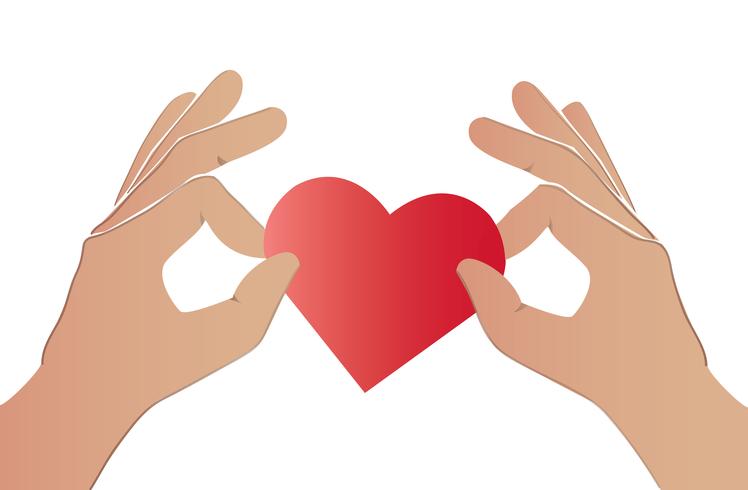 hand holding heart art vector