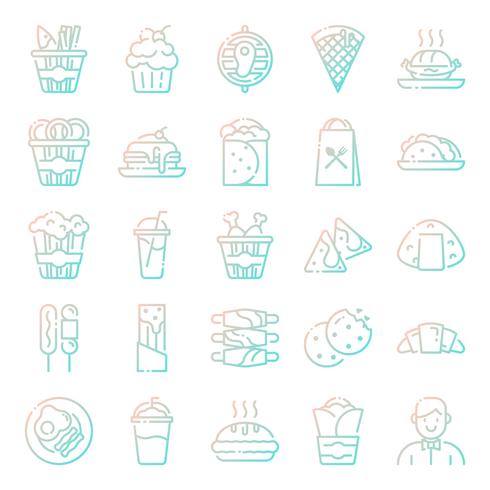 Pack de iconos de comida rapida vector