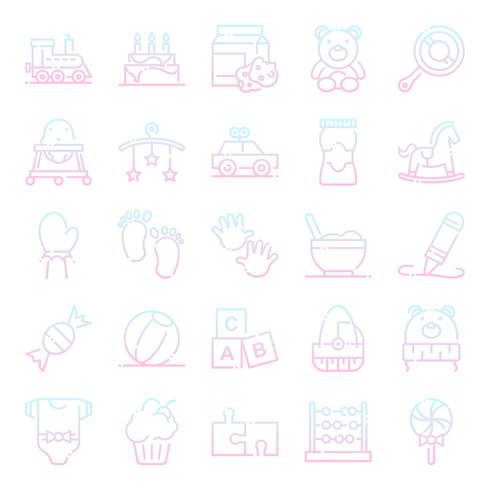 Pack de iconos de baby shower vector