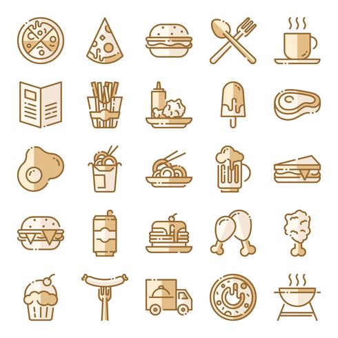 Pack de iconos de comida rapida vector