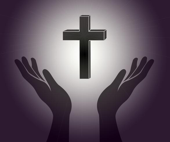 La mano y el signo de la cruz de Jesucristo. vector