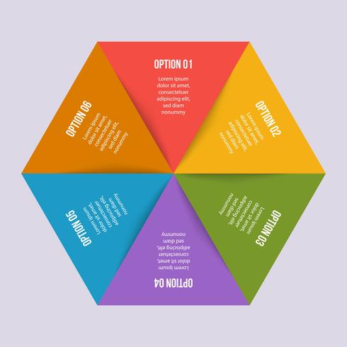 Gráfico de círculo, infografía geométrica con forma de triángulo vector