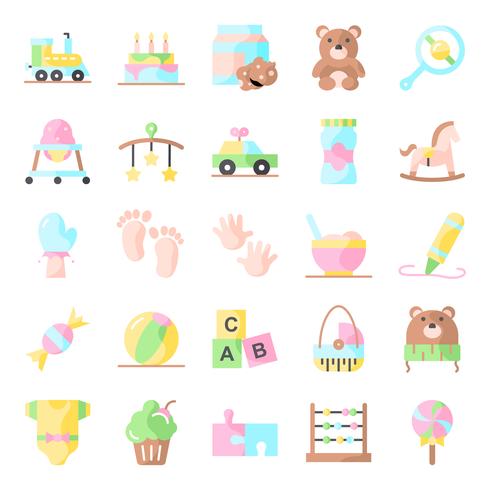 Baby shower icons pack vector