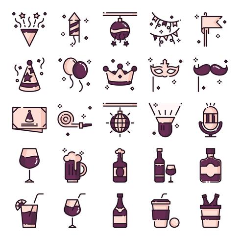 Party icons pack vector