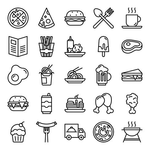 Pack de iconos de comida rapida vector