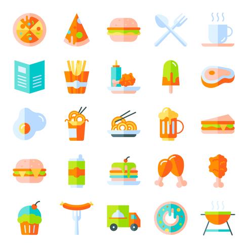 Pack de iconos de comida rapida vector