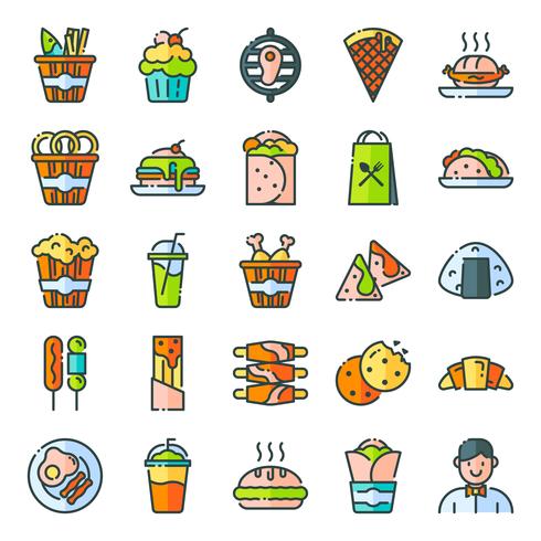 Pack de iconos de comida rapida vector