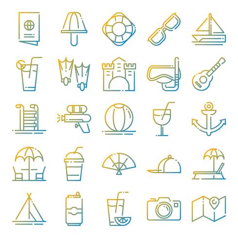 Pack de iconos de verano vector