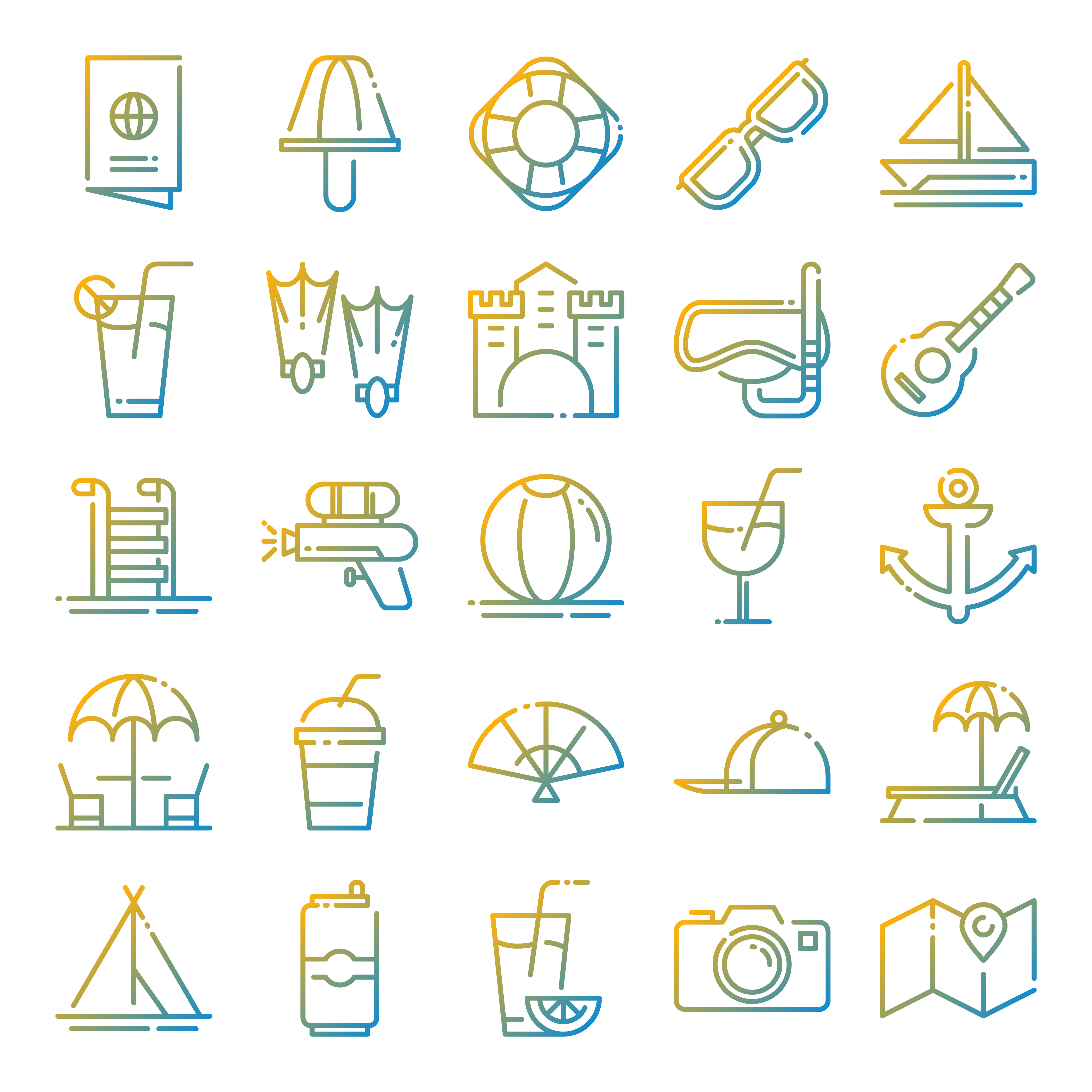 Summer icons pack 533870 Vector Art at Vecteezy