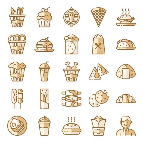 Pack de iconos de comida rapida vector