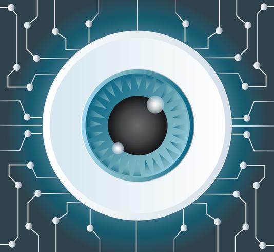 vector de tecnología de microchip globo ocular