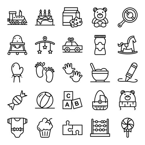 Baby shower icons pack vector