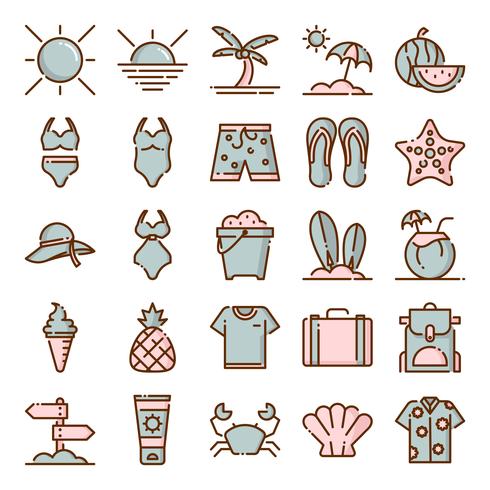 Summer icons pack vector