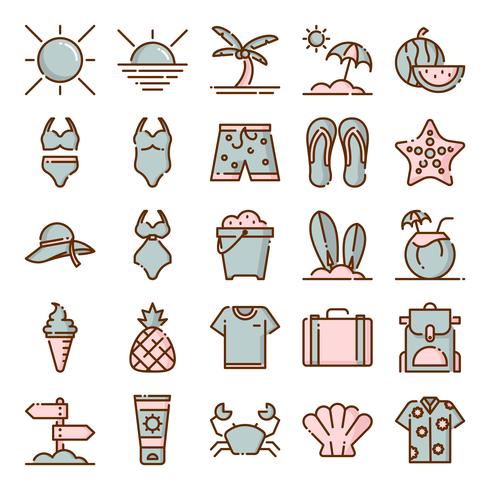 Pack de iconos de verano vector