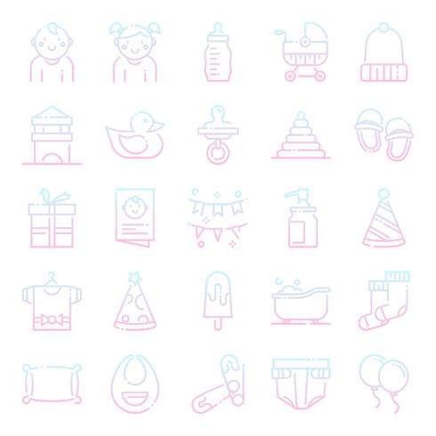 Pack de iconos de baby shower vector