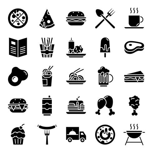 Pack de iconos de comida rapida vector