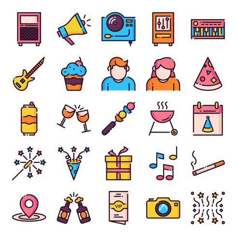Party icons pack vector