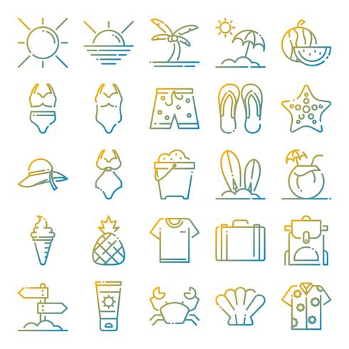 Summer icons pack vector