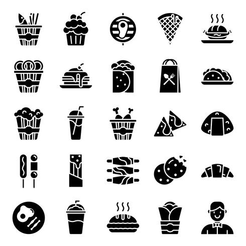 Pack de iconos de comida rapida vector