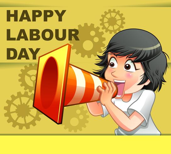 Happy labour day in cartoon style. vector