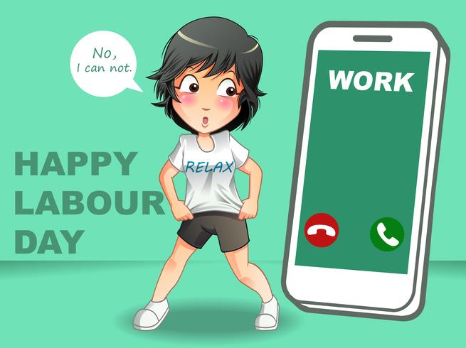 Happy labour day in cartoon style. vector