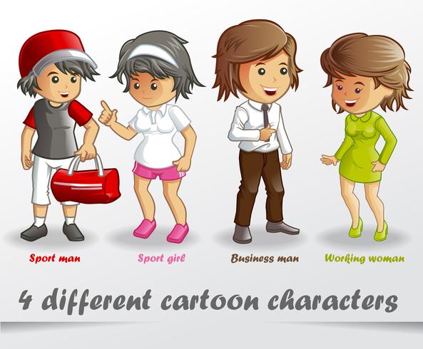 4 different cartoon characters. vector