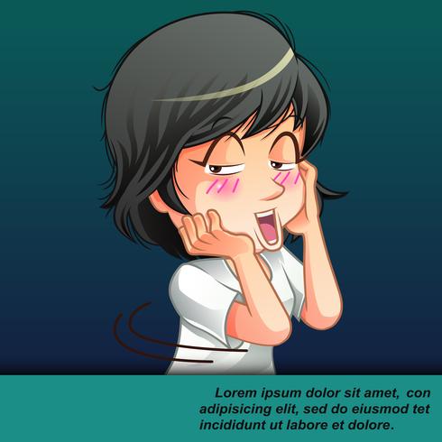 shy cute cartoon. vector