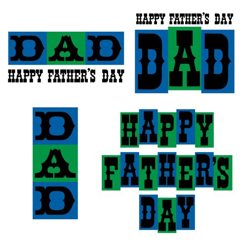 Happy Father's Day typography graphics blue and green vector