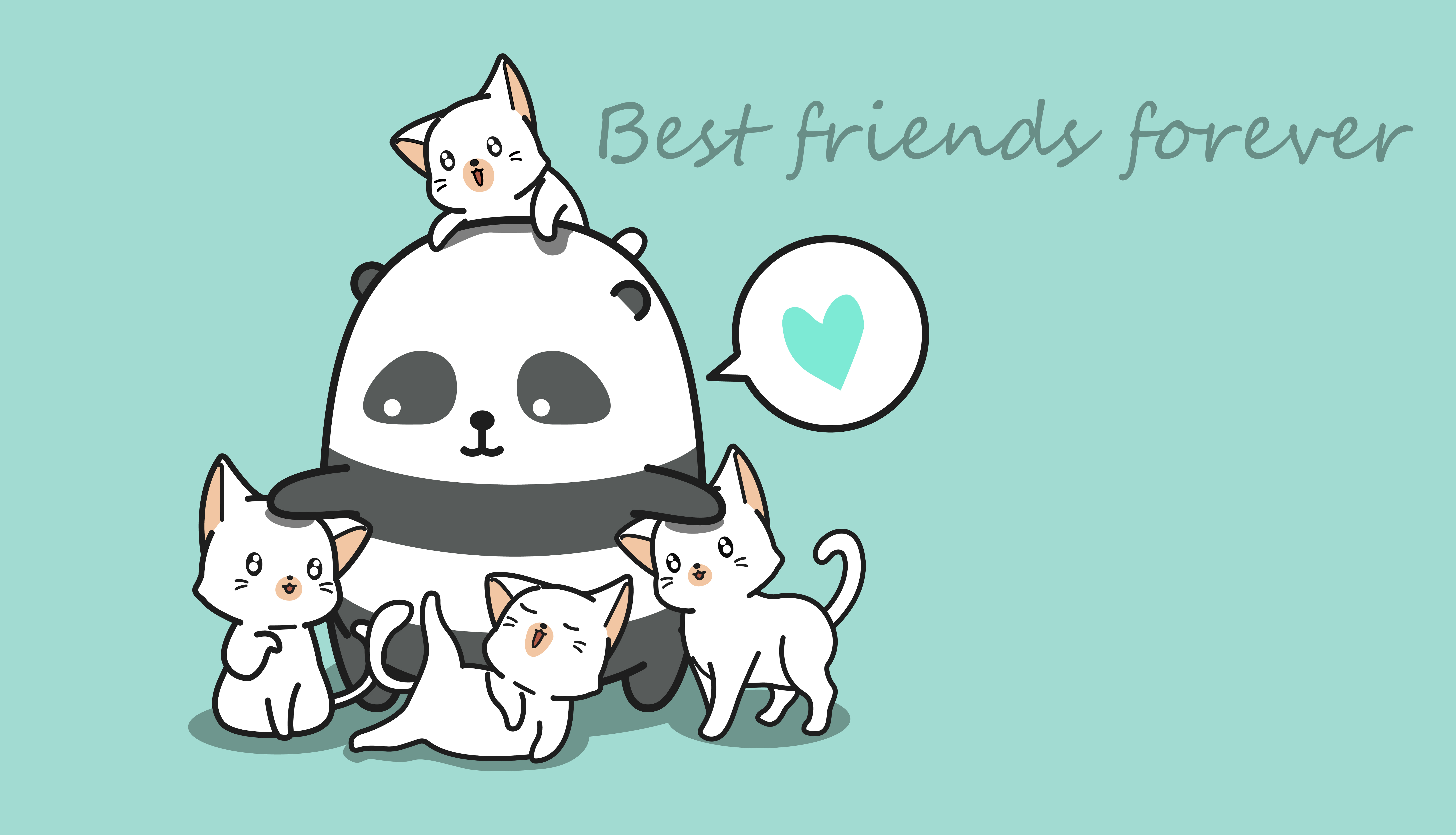 Panda and 4 cats. 534282 Vector Art at Vecteezy