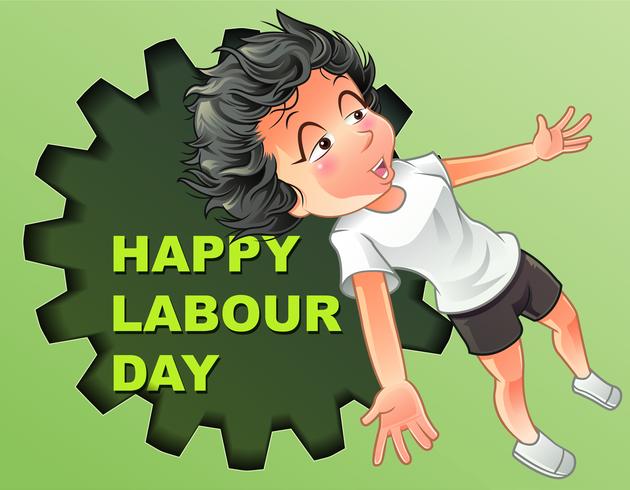 Happy labour day in cartoon style. vector