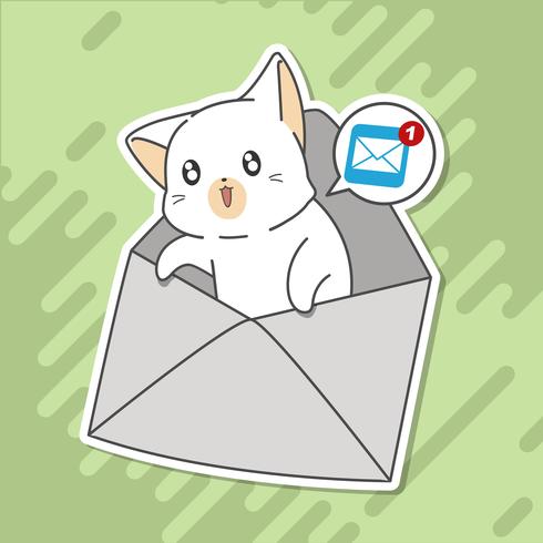 Little cat is telling you about mail. vector