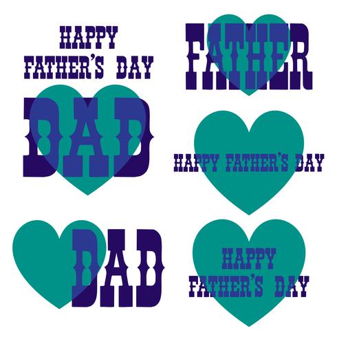 Happy Father's Day overlapping typography graphics with hearts vector
