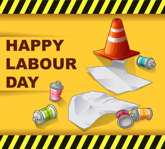 Happy labour day in cartoon style. vector